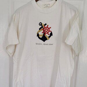 Vintage Newport RI Embroidery Anchor T-Shirt